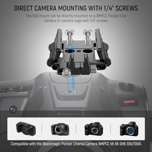 NEEWER Mount Bracket SSD Holder with Cold Shoe Cable Clamp, 1.6"-2.6" for Samsung T5 T7 SSD SanDisk Compatible with SmallRig Cage for BMPCC 4K 6K Compatible with iPhone 15 Pro Max Phone Cage, UA035 - style: UA035