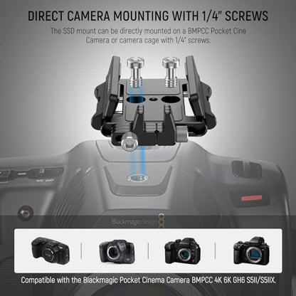 NEEWER Mount Bracket SSD Holder with Cold Shoe Cable Clamp, 1.6"-2.6" for Samsung T5 T7 SSD SanDisk Compatible with SmallRig Cage for BMPCC 4K 6K Compatible with iPhone 15 Pro Max Phone Cage, UA035 - style: UA035