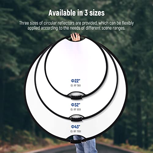 NEEWER 22"/56cm Light Reflector with Handle Grip with 3/8" Thread, 5 in 1 Collapsible Disc Light Diffuser Translucent/Silver/Gold/White/Black for Photography Lighting, Outdoor Lighting, RF-56II - style: 56cm