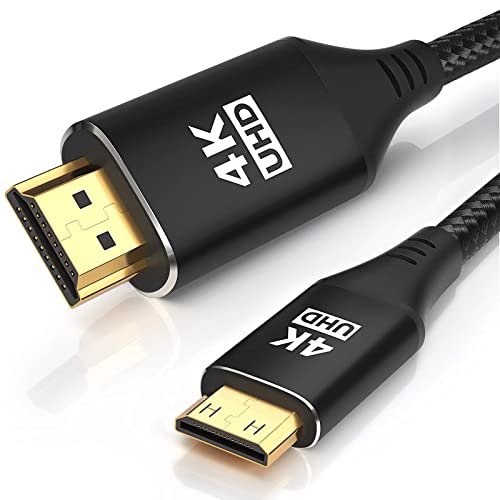Mini HDMI to HDMI Cable 5FT, [Aluminum Shell, Braided] High Speed 4K 60Hz HDMI 2.0 Cord, Compatible with Camera, Camcorder, Tablet and Graphics/Video Card, Laptop, Raspberry Pi Zero W - size: 5feet