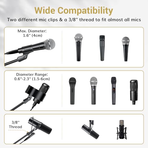 TONOR Microphone Stand with Tablet Holder, Tripod Boom Arm for Floor, Adjustable Height and Angle, Heavy Duty Stand with Carrying Bag, Smartphone and Pad Clamp, Excellent Compatibility, T35 - style: Mic Stand