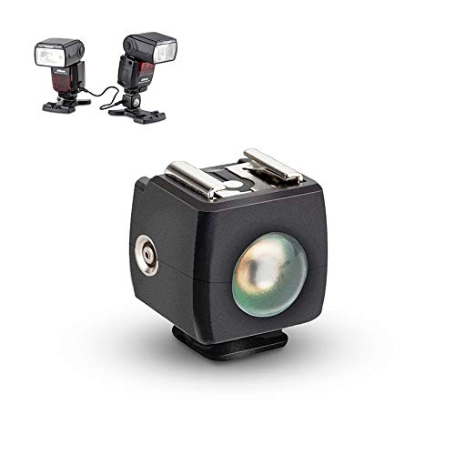 JJC Optical Flash Slave Trigger, Hot Shoe Sync Adapter with PC Socket,Optical Sensor & 1/4"-20 Threaded Socket Cold Shoe for All Flashes Speedlight with Standard ISO 518 Hot Shoe-1 Pack