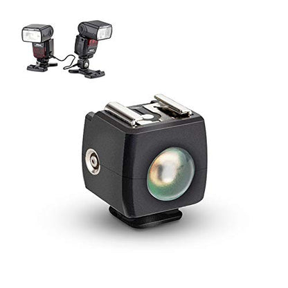 JJC Optical Flash Slave Trigger, Hot Shoe Sync Adapter with PC Socket,Optical Sensor & 1/4"-20 Threaded Socket Cold Shoe for All Flashes Speedlight with Standard ISO 518 Hot Shoe-1 Pack