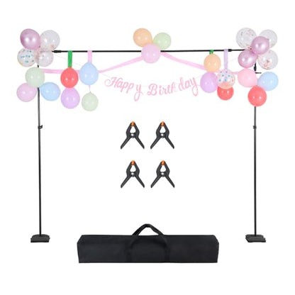 VEVOR Backdrop Stand, 8.5 x 10 ft Adjustable Photo Backdrop Stand Kit, Portable Background with 7 Crossbars, Heavy Duty Projector Screen, for Wedding, Photo Video Studio & Party - size: 8.5 x 10 Ft
