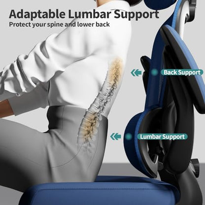 TRALT Office Chair Ergonomic Desk Chair, 330 LBS Home Mesh Office Desk Chairs with Wheels, Comfortable Gaming Chairs (1, Dark Blue) - color: Dark Blue