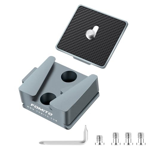 Fomito V-Lock Mount Base VK-09, Quick Release Plate with 1/4" and 3/8" Screw Holes, Arca Slot, CNC Aluminum Alloy, for Tripod, Stabilizer, Camera Cage, Grey - color: Grey, size: VK-09