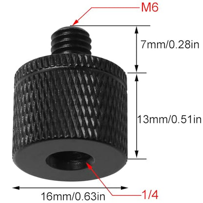 2PCS Gimbal Camera Tripod Conversion Screw 1/4 Female to M6 Male Tripod Mount Thread Adapter Used for Connecting SLR Configurations Monopods Ball Heads Black Color