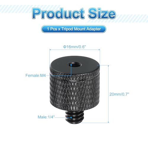 PATIKIL Tripod Screw Adapter M4 Female to 1/4" Male, Tripod Nut Connectors Camera Mount Screw Camera Double Head Converter for Microphone Holder Magic Arms Accessories - size: M4 to 1/4"