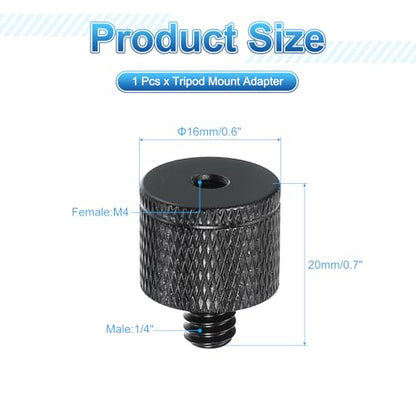 PATIKIL Tripod Screw Adapter M4 Female to 1/4" Male, Tripod Nut Connectors Camera Mount Screw Camera Double Head Converter for Microphone Holder Magic Arms Accessories - size: M4 to 1/4"