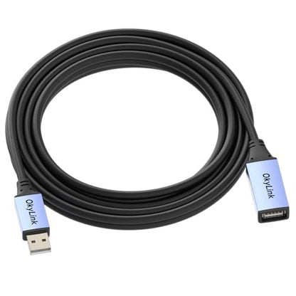 OkyLink Active USB 2.0 Extension Cable A to A, Male to Female 15ft(5M) | 480Mbps Signal booster cord, compatible with printer, mouse, keyboard, scanner, camera - size: 15ft (5m)