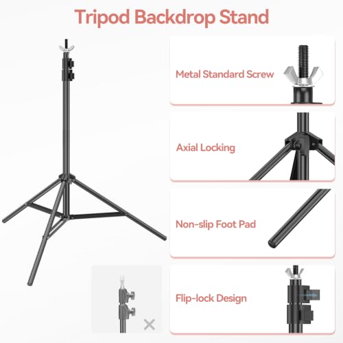 7 x 10 FT Photo Video Studio Backdrop Stand Kit, Photography Background Support System with 6.5 x 10FT Black, White Backdrop, Clamps, Sandbags and Carry Bag for Photoshoot, Portrait - color: Black, White