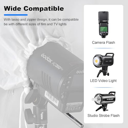 Godox 41.3" / 105cm Parabolic Deep Reflective Umbrella White Inner Studio Soft Light Umbrella with Withe Diffuser Cover for Photography Video Studio Shooting - color: White, size: 41.3"