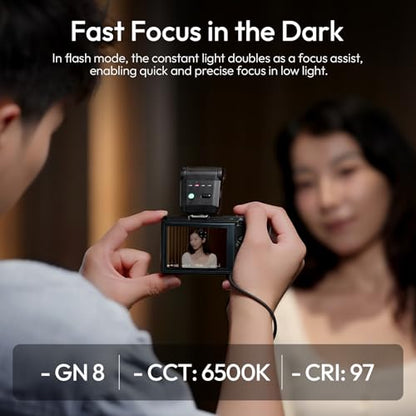 Ulanzi SL03 Mini Flash Speedlite - GN8 Powerful 6500k On-Camera Flash Light, 4 Power Levels, Compatible with Sony ZV-1/ZV-E10/Canon/Nikon/Fuji/Panasonic/Leica/Olympus, Not Fits Sony ZV-1F - color: Black