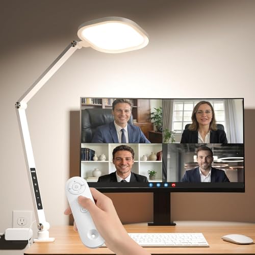 LitONES Video Conference Lighting for Computer, Dimmable Light for Video Recording, Meeting, Laptop & Webcam, 15W Ring Light for Desk with C- Clamp, Swing Arm, Remote, Memory & Timer CRI >95 - color: White-1 pack