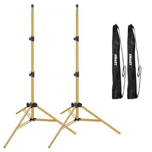 EMART 7 Ft Light Stand for Photography, Portable Photo Video Tripod Stand, 2 Pack Lighting Stand with Carry Case for Speedlight, Flash, Softbox,Strobe Light, Camera, Photographic Portrait -Gold - color: Gold
