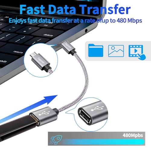 USB to Micro USB Adapter 2 Pack, Unidirectional Micro USB Male to USB Female 2.0 OTG On-The-Go Cable Converter, Nylon Braided, Aluminum Shells for S7 LG, Flash Drive, Mouse, Keyboard, Game Controller - color: 2 Pack, size: Micro USB Male to USB A Female