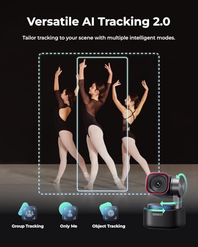 OBSBOT Tiny 3 AI-Powered Spatial Audio 4K Webcam, AI Tracking PTZ Camera with 1/1.28" Sensor, Tri-Mic, Voice & Gesture Control, 120FPS, HDR, Web Cam for PC, Laptop, Streaming, Meeting, Zoom, Teams