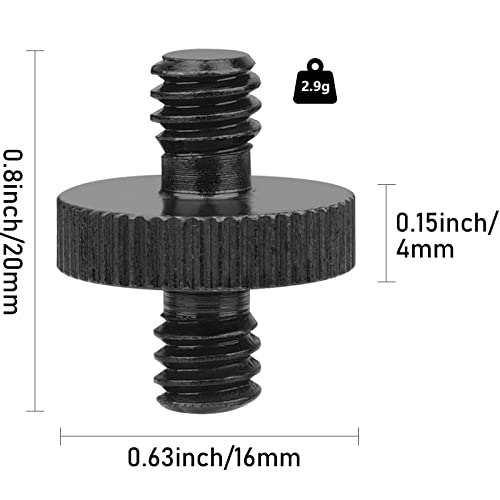 1/4" Male to 1/4" Male Threaded Tripod Screw Adapter Double Head Stud Standard Mounting Thread Converter for Camera Cage Mount Light Stand Monopo Shoulder Rig Tripod Black-6 Packs - color: 6 Packs