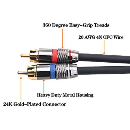 Tisino 1/4 to RCA Cable, Quarter inch TRS to RCA Audio Cable 6.35mm Stereo Jack to Dual RCA Insert Cable Y Splitter Cabl - 1.6 feet/50 cm - size: 1.6 feet