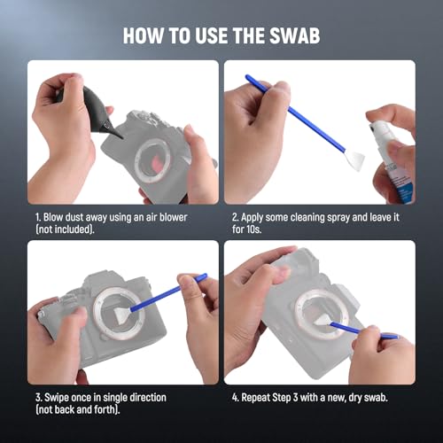 NEEWER 12 in 1 Camera Lens Cleaning Kit for DSLR Cameras, Electronics, Phones, Tablets, 10x Cleaning Swab for 16mm APS-C Sensor + 1x Cleaner Spray + 1x Cloth, HM-47