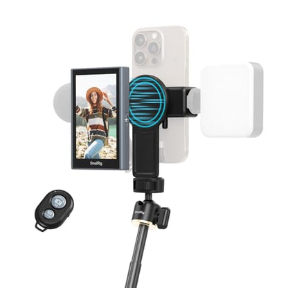 SmallRig Phone Vlog Selfie Monitor Screen for iPhone for Huawei for S24/S25, w/Magnetic Phone Holder Clip Mount & Wireless Remote, Sync Rear Camera for Selfie Vlog Live Stream Phone Filmmaking - 4851