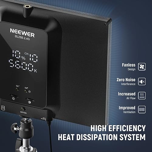 NEEWER 25W 12.9" Streaming Key Light with Desk Stand/2.4G Remote/USB Transmitter, PC/Mac APP Control 2300Lx/0.5m 2900-7000K CRI98+ Dimmable Edge Lit Video Panel Light for Webcam Laptop Zoom, GL25B