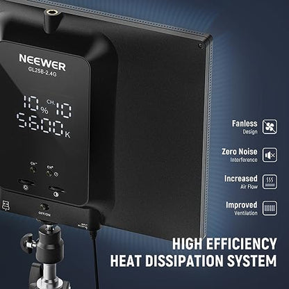 NEEWER 25W 12.9" Streaming Key Light with Desk Stand/2.4G Remote/USB Transmitter, PC/Mac APP Control 2300Lx/0.5m 2900-7000K CRI98+ Dimmable Edge Lit Video Panel Light for Webcam Laptop Zoom, GL25B