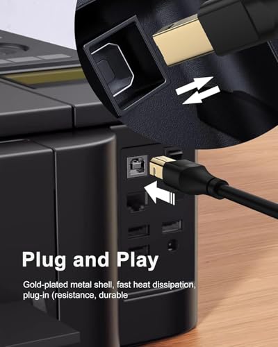 Printer Cable 10ft, Scanner USB C to USB B Cable for Epson, HP, Canon, Midi, Ethernet Print to Computer/Laptop/Pc-USB C MacBook Pro/Air/Mini,iPad Pro or Samsung Galaxy Midi Piano DAC Long Cord, 10Foot - size: 10FT, style: USB-C to USB-B