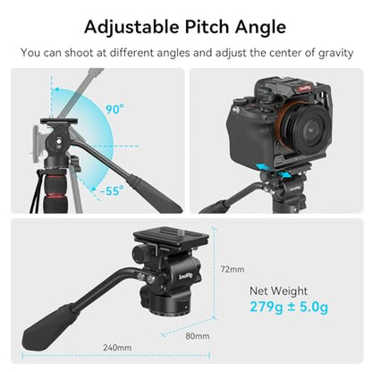 SmallRig Tripod Fluid Head Pan Tilt Head with Quick Release Plate for Arca Swiss for Compact Video Cameras and DSLR Cameras -3259B