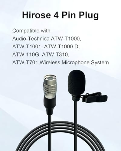 4Pin Plug Lavalier Lapel Microphone for Audio-Technica Wireless Transmitter, 1.5M Wired Unidirectional Condenser Mic for YouTube, Lectures, Living Performance - Mini Hirose 4 Pin Plug