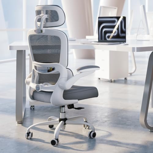 TRALT Office Chair Ergonomic Desk Chair, 330 LBS Home Mesh Office Desk Chairs with Wheels, Comfortable Gaming Chairs (1, White) - color: White