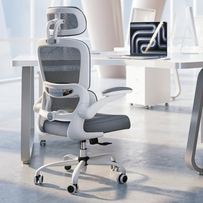 TRALT Office Chair Ergonomic Desk Chair, 330 LBS Home Mesh Office Desk Chairs with Wheels, Comfortable Gaming Chairs (1, White) - color: White