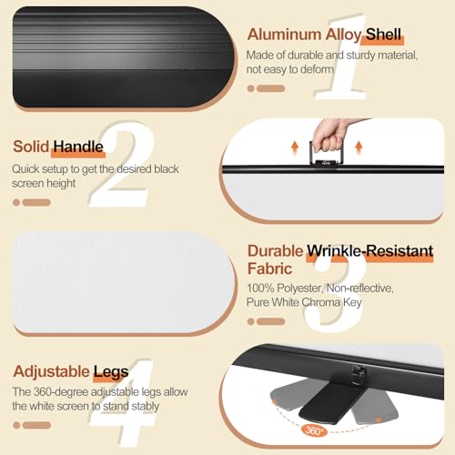 White Backdrop Screen, Collapsible Chroma Key Retractable Photo Background | 74 x 76in Portable Chromakey Panel, Wrinkle Resistant, Pull Up, Video Conference, Live Game, Streaming, Photographic Studio - color: White, size: 74 x 76in