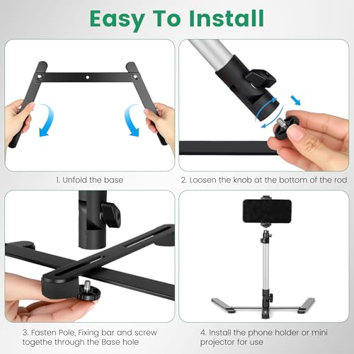 Overhead Tripod for Mini Projector, 360° Adjustable Overhead Phone Mount, Tabletop Tripod for Cookie Decorating Online Video and Draw Recording, Compatible with Phones, Webcam, and Mini Cameras