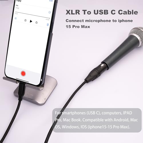6FT USB C to XLR Female Audio Cable - Compatible with Microphones, Smartphones, Tablets - color: silver, size: 6FT