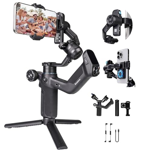 FeiyuTech Scorp Mini 3 Gimbal Stabilizer for Smartphone, 3-Axis Phone Gimbal Built-in AI Tracking Module, with Cooling Fan and Integrated Grip Design, Touch Screen, 2KG Payload for iPhone and Android