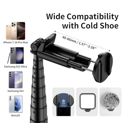 67'' Automatic Phone Tripod, Auto-Open Selfie Stick for iPhone with Remote, 360° Rotatable Extendable Phone Stand for Video Recording Vlog, Stable Travel Tripod Compatible with iPhone Android
