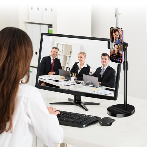 LenTok Telescopic Webcam Tripod Stand for Desk with Phone Holder, Desktop Webcam Mount Compatible with C922 C930e C920S C920 C615 C960 C920x Brio 4K, Table Phone Stand with 1/4'' Thread