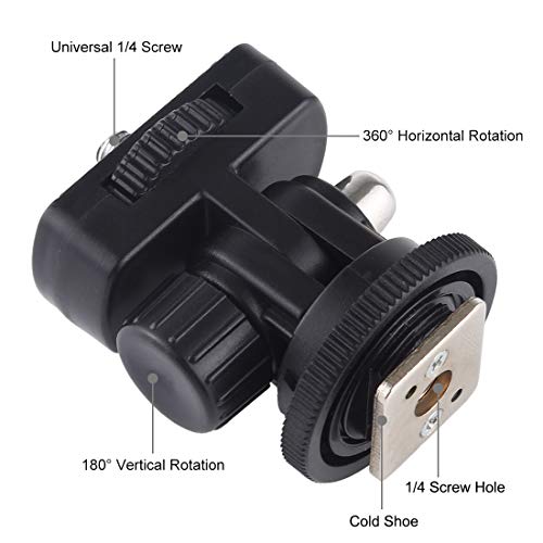 2 Pack Field Monitor Holder Quick Release Universal 1/4'' Screw Hot Shoe Mount Flash Bracket Cold Shoe Tilt 180 Degree Adjustable for Fill Light Video Shooting Tripod PTZ Live Microphone