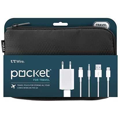 UT Wire Pocket Travel Lightweight Organizer Case with Zipper for Charger, Cable, Power Bank, Flash Memory Accessories Holder in Black 1-Pack - size: 1 Pack