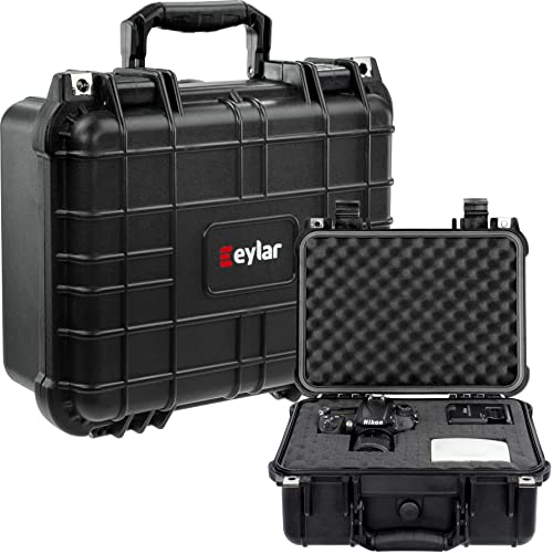Eylar 13" Protective Hard Camera Case, IP67 Waterproof & Shockproof for Gear, Audio & Video Equipment, Drones, and Tools with Customizable Foam, TSA Approved, 13.37 Inch x 11.62 Inch x 6 Inch (Black) - color: Black