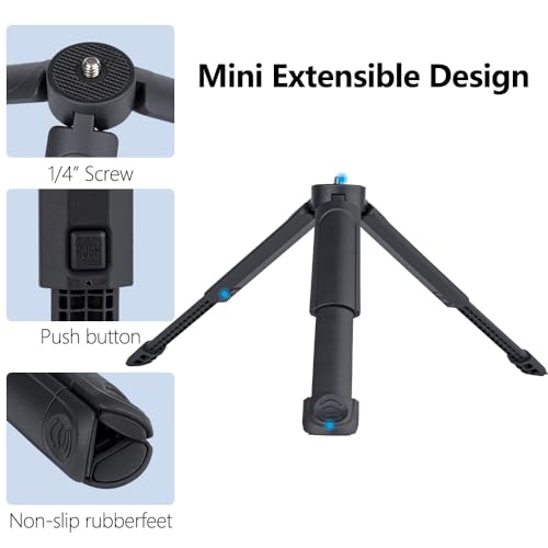 Mini Tripod for DJI Pocket3/4 2-in-1 Desktop Stand & Grip Handle - Ultra Portable Geared Heads Tripod for DSLR Webcam Phone 1/4” Mount 2oz Lightweight