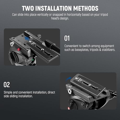 Neewer 501PL Tripod Fluid Head Quick Release Plate, Camera Mounting Plate with 1/4" and 3/8" Screws, Anti Off Pin for GM001 GM002 GM006 Fluid Heads, QR5 - style: QR5/1 Pack