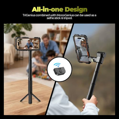 Freewell Genius Rig Cage for iPhone 17 Pro - Magnetic Filter Slot & 17mm Lens Mount, Tool-Free Setup, Multifunctional Tripod/Monopod Handle, Bluetooth Remote - style: 17 Pro