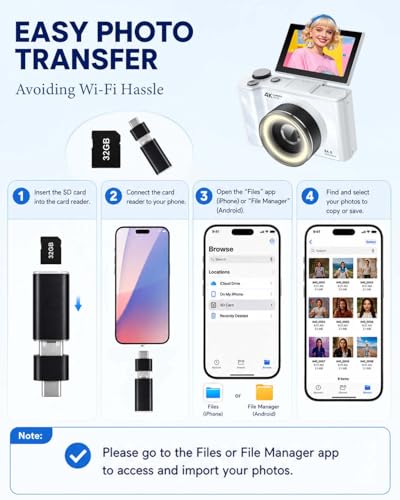 W & O Digital Camera for Teens,Kids Digital Camera with 32G SD Card,3" 180° Flip Screen Camera for Photography Vlogging with Fill Light,Y2K CCD,Point and Shoot Digital Cameras for Kids,Teens（Cream） - color: cream