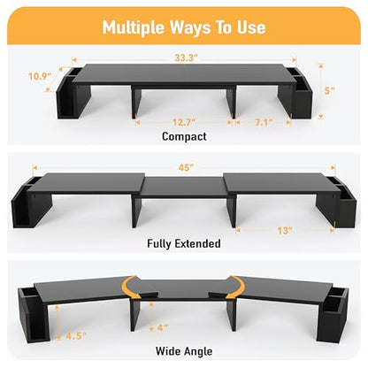 Simple Houseware Desk Dual Monitor Stand Riser with Drawer, Black - color: Black