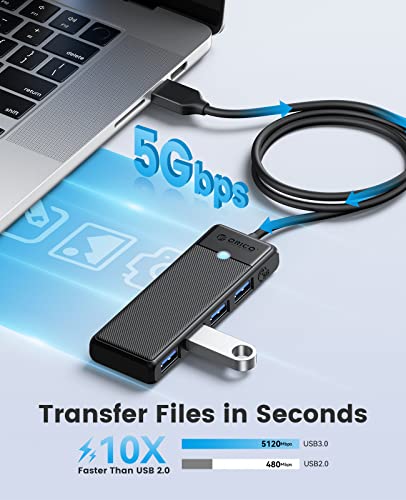ORICO USB 3.0 Hub, 4-Port USB Hub with 6Ft Long Cable, Ultra Slim USB Splitter for Laptop MacBook Pro, iMac, Surface Pro, XPS, PS5，PC, Flash Drive, Mobile HDD - size: 6.0Ft