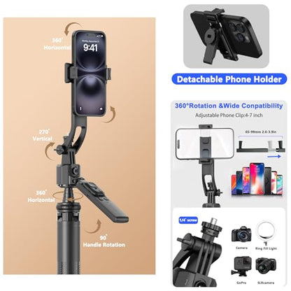 Auto Face Tracking Tripod for iPhone with Light 63” Selfie Stick Tripod Stand Follows Your Movement 360° Phone Camera Tripod with Wireless Remote for Content Creator Vlog Live Stream Video Recording - style: C17-Auto Face Tracking Tripod with 2 Square Lig