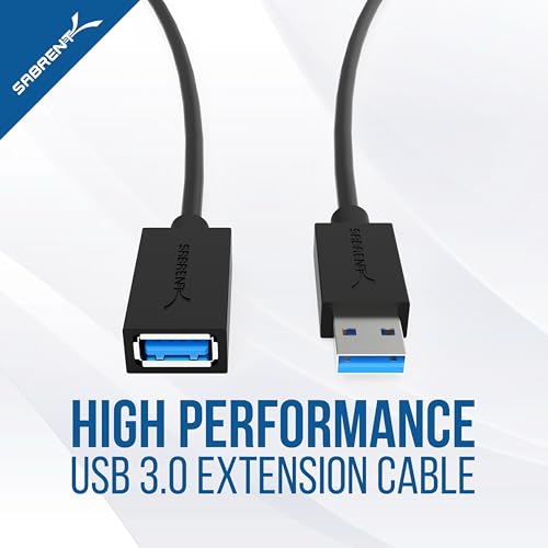 SABRENT 22AWG USB 3.0 Extension Cable A Male to A Female [Black] 3 Feet (CB-3030) - color: BLACK, size: 3 FT