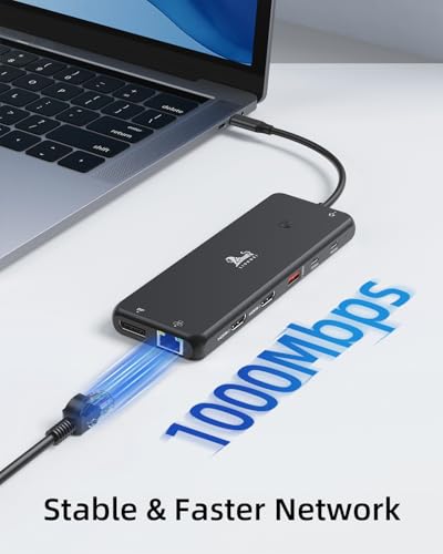 LIONWEI USB C Docking Station Dual Monitor 13 in 1 USB C Hub, Triple Display, 8 USB C/A Ports, Ethernet, Audio, Laptop Dock for MacBook,Dell,HP,Lenovo,Surface - color: 13-in-1 Black